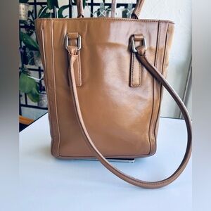 VINTAGE COACH BONNIE LAGACY 9422 TAN LEATHER SLIM TOTE BAG SHOULDER PURSE